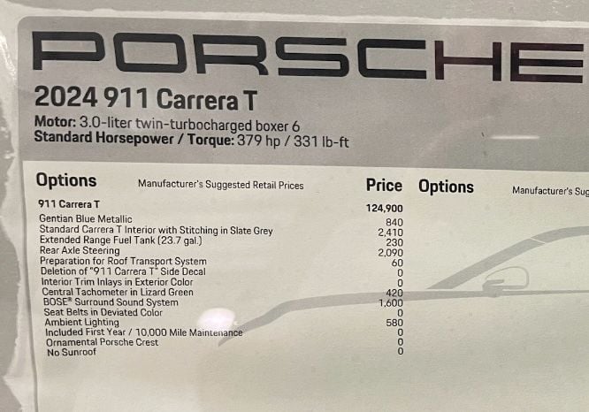 2024 Porsche 911 - 2024 Carrera T - Used - VIN wp0aa2a95rs207432 - 742 Miles - 6 cyl - 2WD - Manual - Coupe - Blue - Fairhope, AL 36607, United States