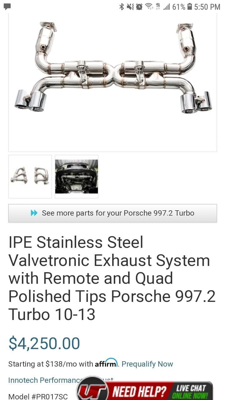 Engine - Exhaust - IPE Switchpath Exhaust for 997.2 Turbo - Used - 2009 to 2012 Porsche Carrera - West Chicago, IL 60185, United States