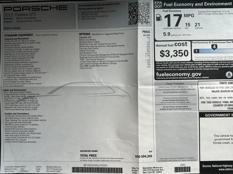 2013 Porsche Cayenne - 2013 Cayenne GTS - Meteor Grey - Used - VIN WP1AD2A2XDLA79281 - 93,000 Miles - 8 cyl - AWD - Automatic - SUV - Gray - North Haven, CT 06473, United States