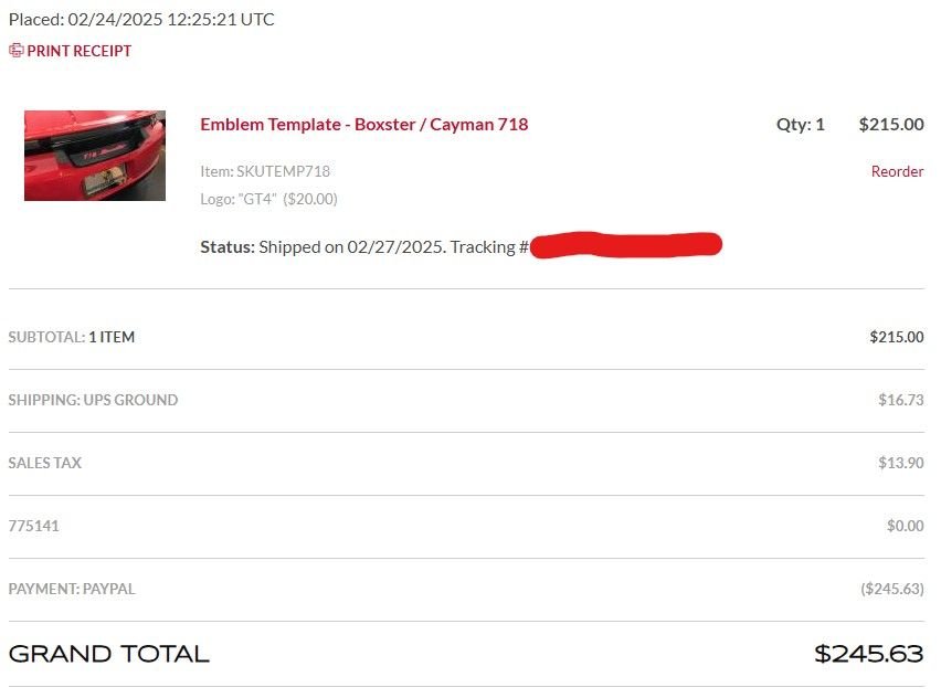Miscellaneous - Emblem mounting template for 718 Cayman GT4 - Used - -1 to 2026  All Models - Coatesville, PA 19320, United States