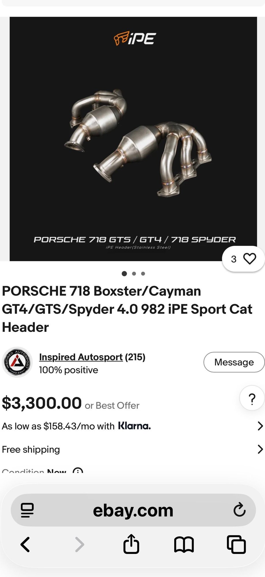 Engine - Exhaust - PORSCHE 718 Boxster/Cayman GT4/GTS/Spyder 4.0 982 iPE Sport Cat Headers - Used - 2020 to 2025 Porsche 718 - Winter Garden, FL 34787, United States