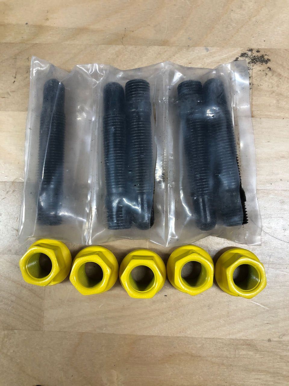 997 Race Wheel Studs 14x1.5x81mm and Teflon Coated Nuts By Track Studs