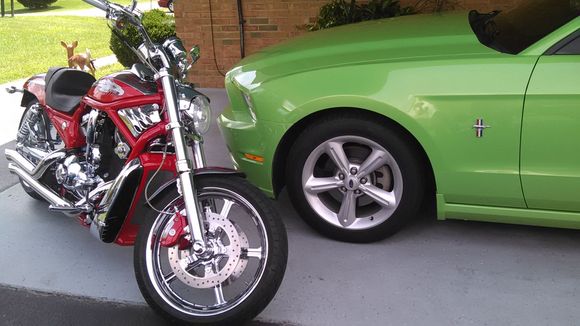 My Screamin Eagle V-Rod with my Mustang