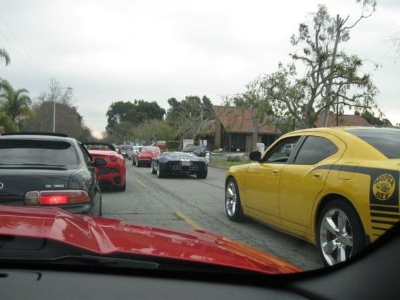 Moving slowly down Fischer ave. toward the start.
About 9:10