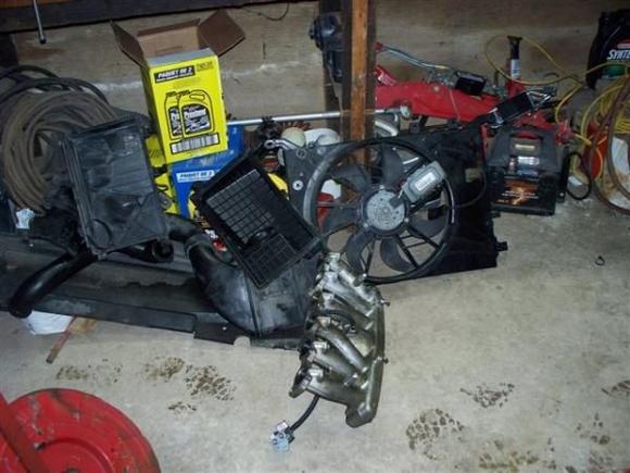 Heap of parts removed to access Oil Trap
