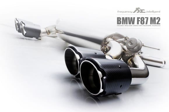 Fi Exhaust for BMW F87 M2 Valvetronic Muffler and  Carbon Fiber Tips.