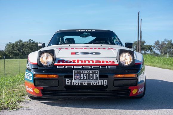 Front of car with working headlights (I spent $6K alone to restore the headlamp operation as they were stripped out of the car for racing).