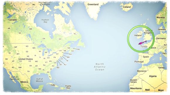 My car's current location. It has to stop in Canada first.😊