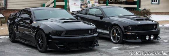 Two Mustangs made it to Katie's, despite the salt & weather...