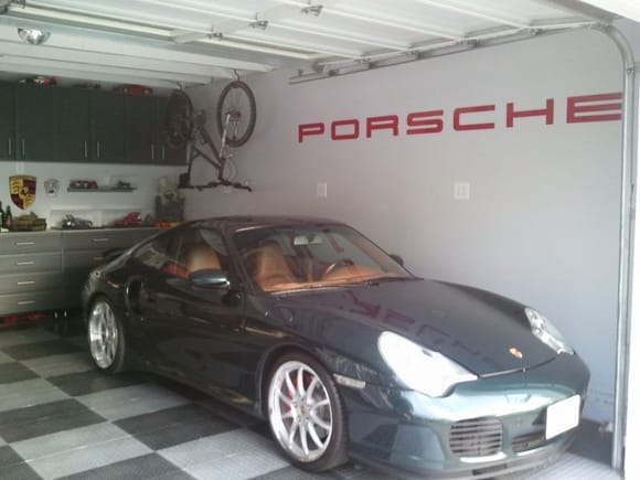 New Red Porsche Lettering installed in Garage, 996TT!