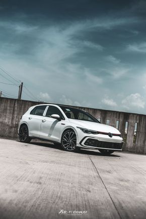 VW Golf GTI MK8 (OPF Vehicle). Photoshoot was taken with the OEM exhaust system installed before Fi EXHAUST was equipped.