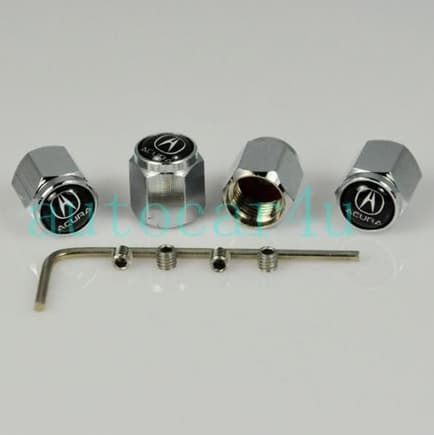 Aftermarket..but with anti-theft?
- 4 PCS NEW TIRE AIR VALVE CAPS WITH Anti-Theft Locking For ACURA FIT ALL 051
http://www.ebay.com/itm/130650706765?ssPageName=STRK:MEWNX:IT&amp;_trksid=p3984.m1439.l2649#ht_2050wt_1432
Seller information: autocar4u (6599)  
98.9% Positive feedback
US $2.99