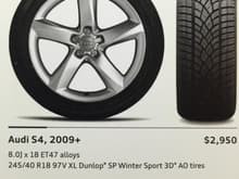 For sale winter wheel tire package for S4