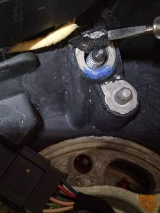 That's my screwdriver pointing to the crushed cable