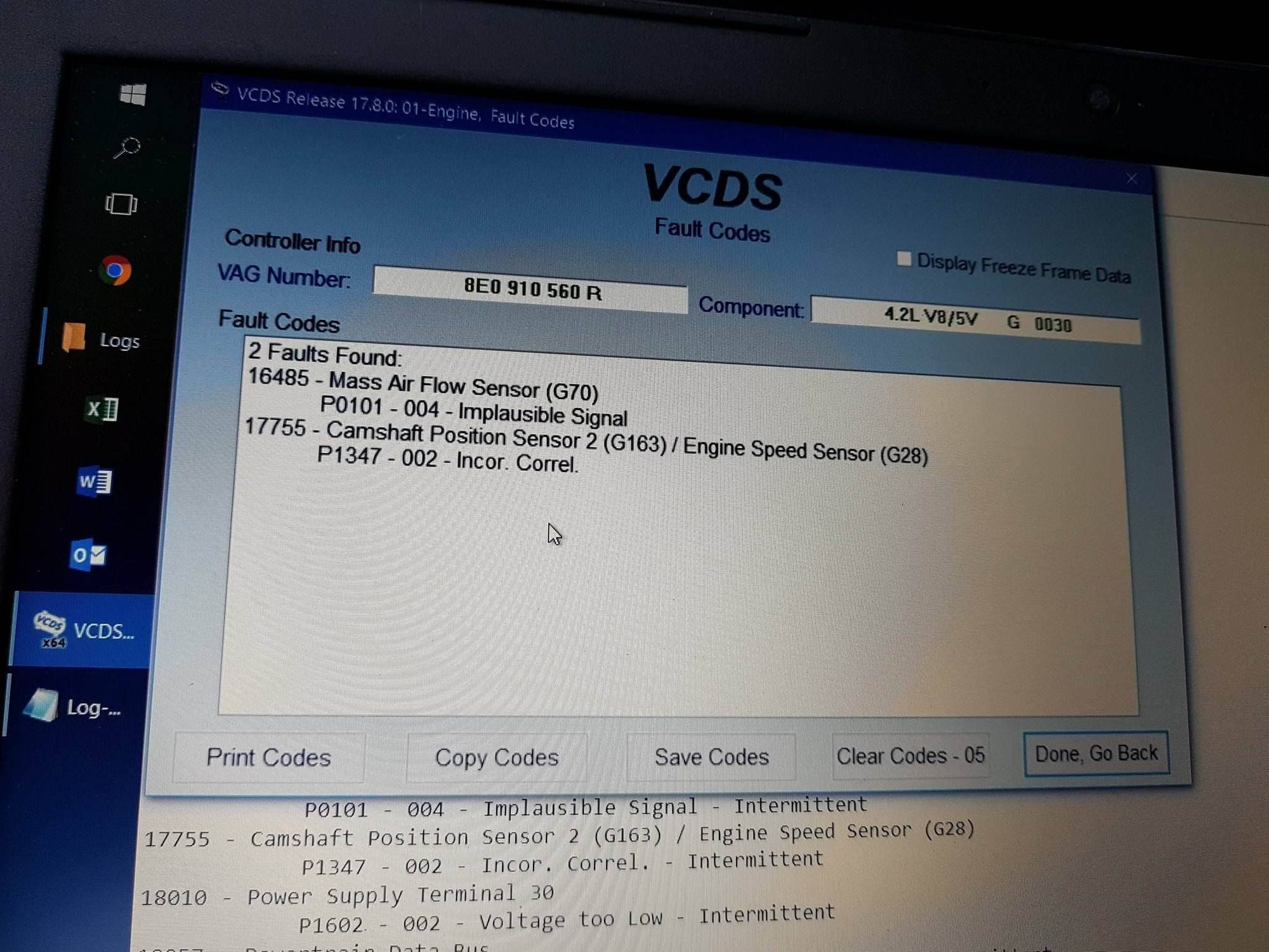 Fault code перевод. 18010 P1602. VAG Fault code p1602. Supply Voltage Terminal 30. Ошибка p1347 BMW.