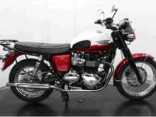 My Bonneville T100, cranberry red and white
