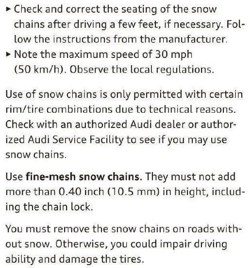 Snow chains (or similar) recommendation for Etron - AudiWorld Forums