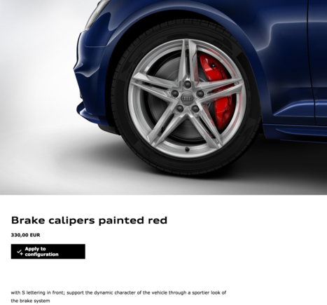 Audi.de S4 configurator: red caliper option Jan 2018