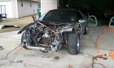 Removed core support and inner fender rail