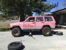 Tire check with cut fenders and 3 inch jack lift