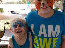 Izzie n Dyllon got their faces painted. Jordan wanted no part of it.