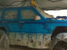 1st layer of blue over white basecoat - Autoborne Sealer