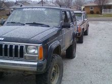 Yes that is a stock 1988 JEEP Wagoneer hiding behind my 1987 Cherokee