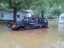 flood down at river