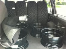 Fitting all my wheels and tires in the back.