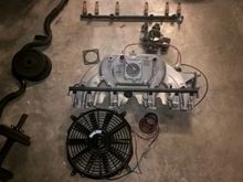 Permal cool 2300cfm electric fan.. Lasted 3 days and had to send it back plus shipping. Lame! 99 intake rail, already had bored tb and yellow stick injectors.. Still testing but run good