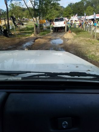 1st decent obstacle was these concrete culverts. That black Willys pickup actually fell off on the driver's side of these. They seem easy, but they're pretty unforgiving if you make a mistake - especially on a rig with full-widths.