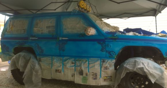 1st layer of blue over white basecoat - Autoborne Sealer