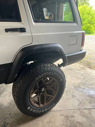 Rear flare and bumper trim installed 