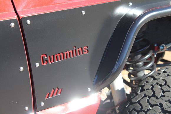 Water-jet cut the Cummins name in the fenders courtesy of "Dirtbound"