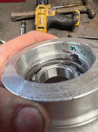 While I had the housing off, I was reading through Advanced Adapter’s installation instructions and realized I missed a step when I first installed the SYE. Note the gap between the bearing race and the seat on the housing. This was supposed to be pressed in and secured with a retaining ring. Not sure how I missed this, but lucky that I caught it here. 