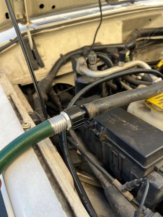 I got this garden hose to 5/8” barb adapter to flush out my heater core again while I had everything apart. Worked like a charm. 