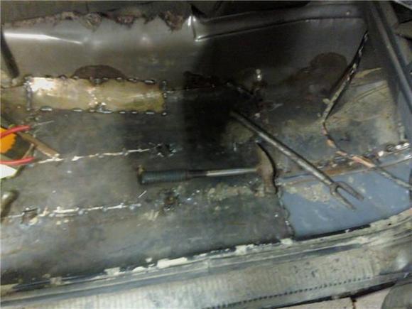 front passenger side floor pieced back together