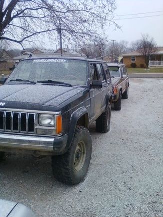 Yes that is a stock 1988 JEEP Wagoneer hiding behind my 1987 Cherokee