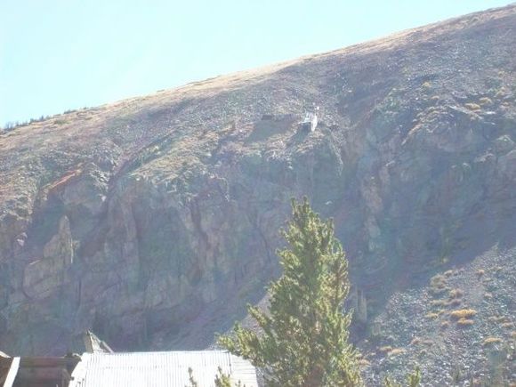 Pari Mill mine shaft. How would you like to work that mine shaft back in the day??? The shaft house is at about 12,600 ft. in elevation,and used a cable tram to shuttle ore and miners to the mill house in the fore ground. The mill house is 600 ft. below the shaft house, and 2,000 ft. across the valley......