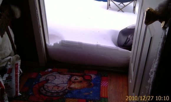 Front door after a few hours of snow