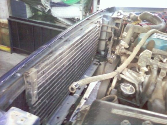 left the tranny cooler but the old radiators out