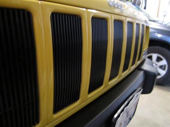 Billet grille after a rock went through the radiator