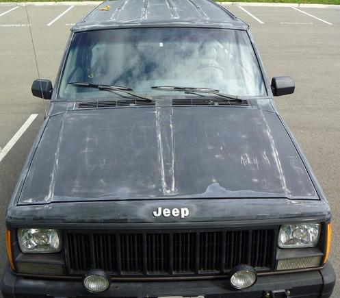 all done; ready for base coat, Wiped down mineral Spirits and taped the windows off