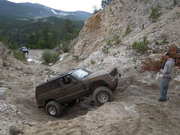 Me going up the Rock Quarry 1st obstacle