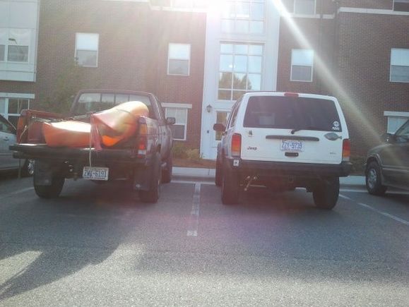 This is how my jeep compares to my friends lifted hard body after the lift.
