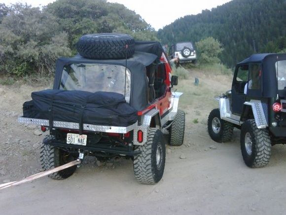 This is my dad pushing the limits of his stock tj