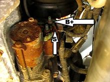 The larger red wire or that smaller wire to the solenoid? 