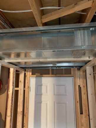 Installed metal studs for bulk head for HVAC 