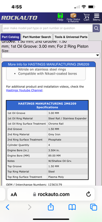 These are the dimensions for the rings you ordered 

Note the piston diameter is different 