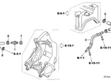 La pieza con el #3 es el Honda 17137-RRA-A00 Pipe, Breather quisiera saber a qué van conectados los E-15-11. Mi civic si k20z3 no tiene nada conectado a ellos. 
